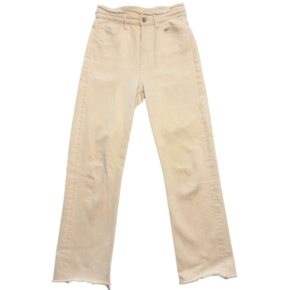 & Other Stories Denim - & Other Stories Los Angeles Atelier Cream Raw Hem Straight Leg Jeans EUR 38